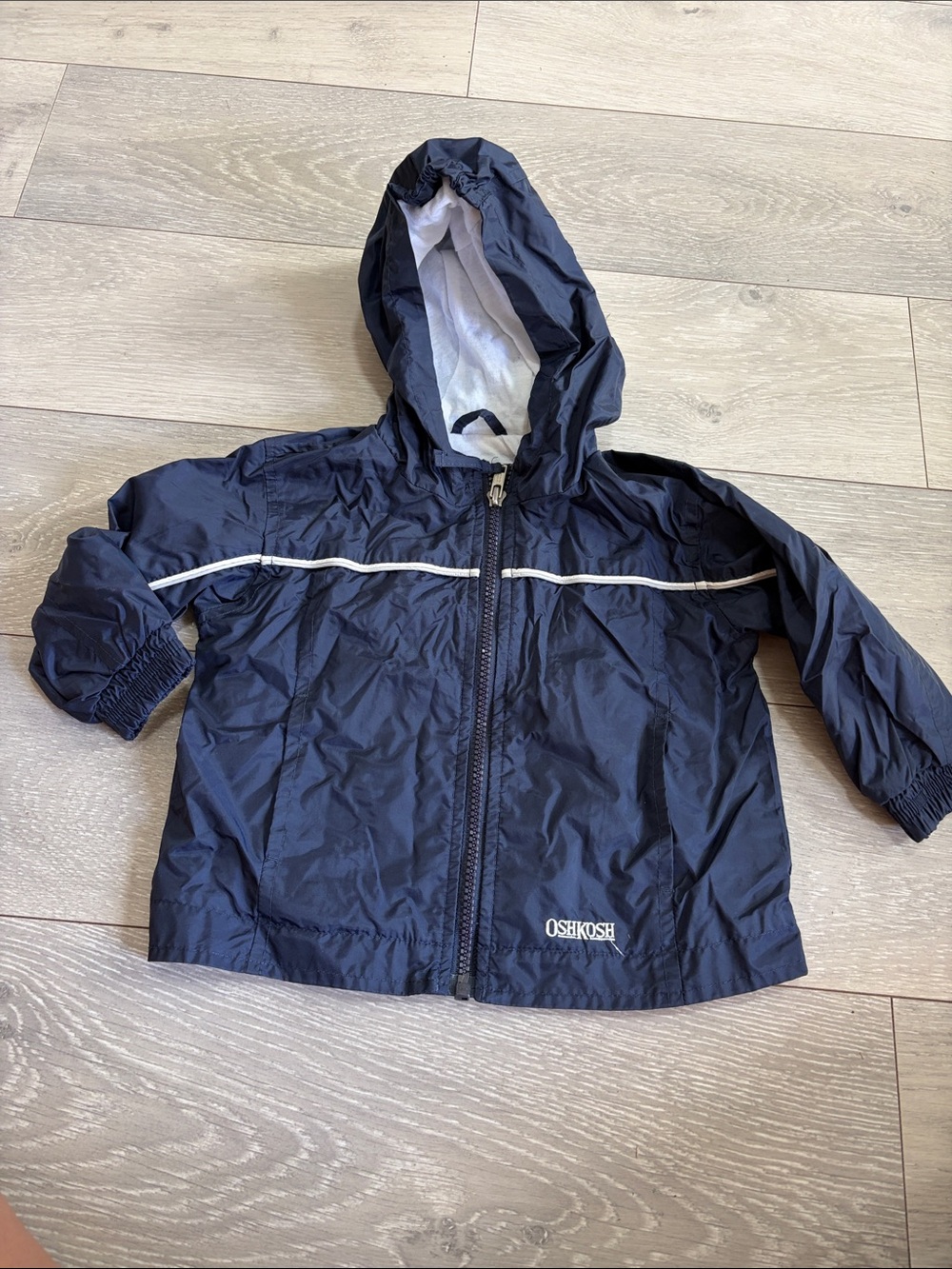 OshKosh B'gosh Navy Hooded Windbreaker Jacket with White Trim